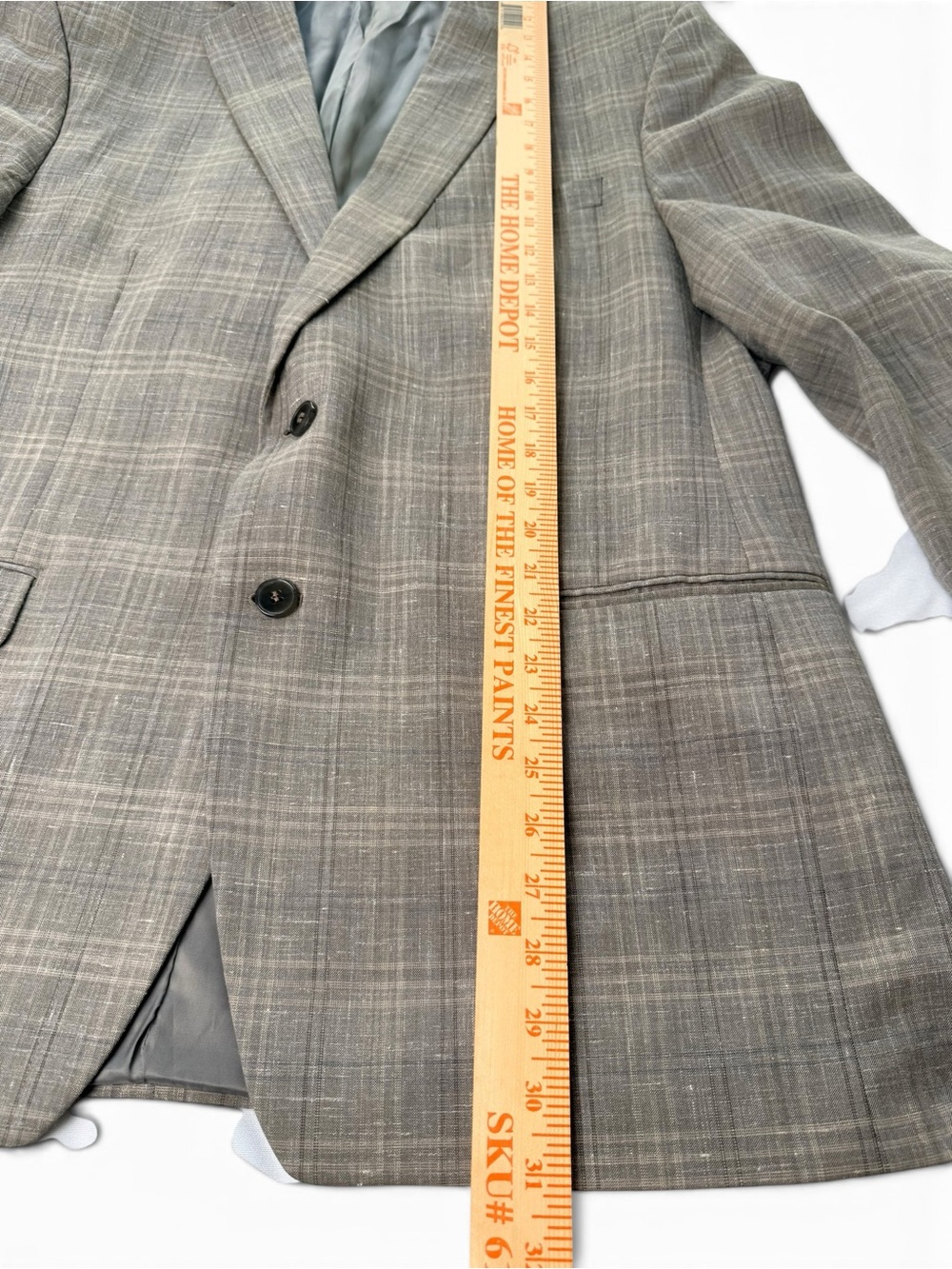 Calvin Klein Men’s Blazer 44R Gray Plaid Wool Linen Blend Sport Coat - Picture 6 of 10